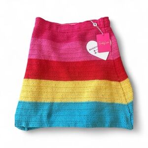 BuddyLove Rainbow Crochet Mini Skirt NWT Festival Vacation Beach Size S​